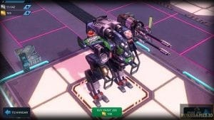 A 3D view of one of the mechs in the game