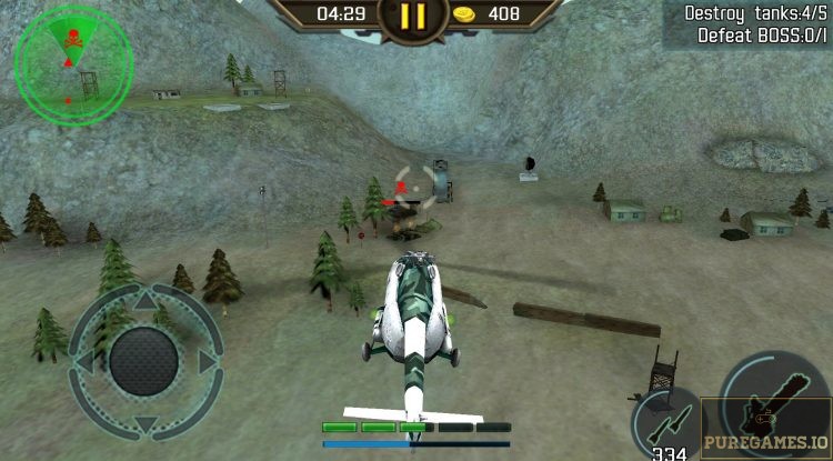 Battle with bosses and explore many locations (download Gunship Strike 3D)