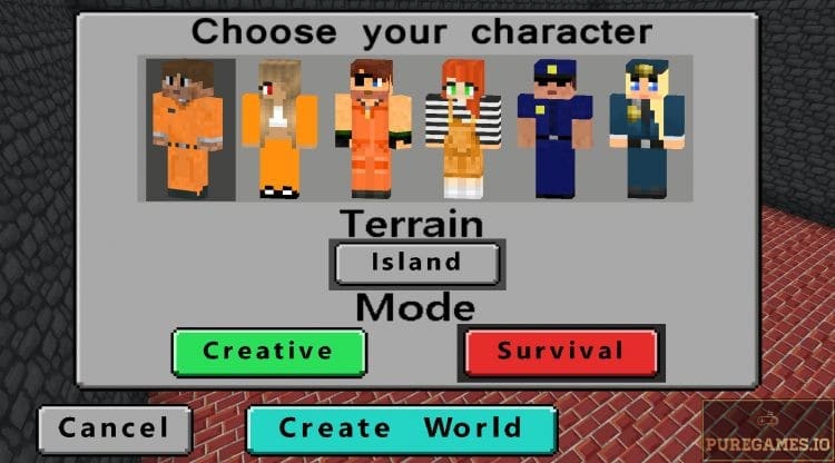 character selection in Jailbreak Escape Craft 
