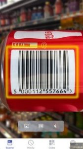 scanning a bar code of a soda can