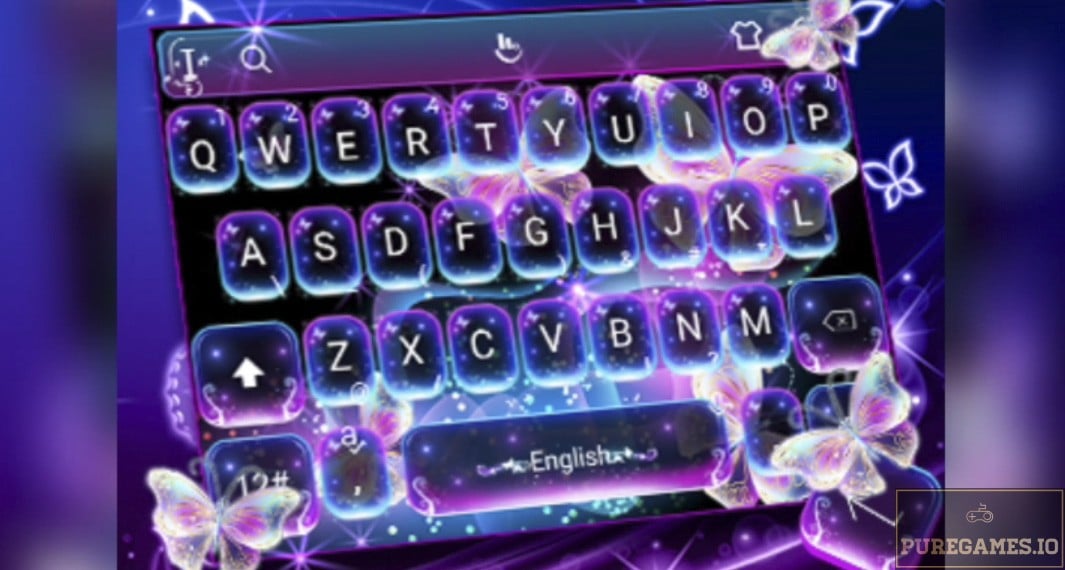 Download Colorful Glitter Neon Butterfly Keyboard Theme APK – For Android/iOS